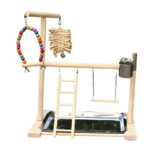 XIBUFE 2026 New Pet Parrot Playstand Bird Playground with Feeder, Wood Perch, Bird Gym, Bird Playpen, Climbing Ladder Toys for Budgie, Cockatiel, Parakeet