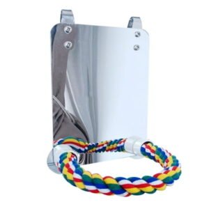 Acrylic Bird Mirror with Rope Perches Bird Toys Swing Comfy Perch for Parakeet Cockatiel Conure Lovebirds Finch Canaries