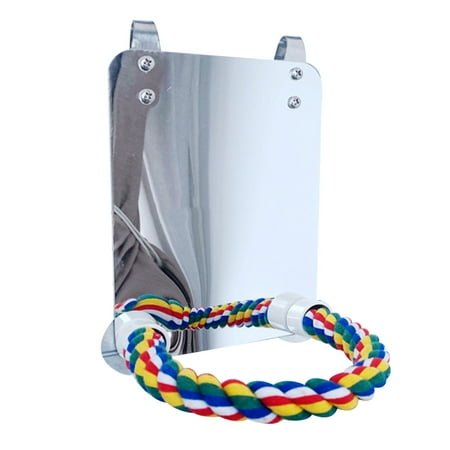 Acrylic Bird Mirror with Rope Perches Bird Toys Swing Comfy Perch for Parakeet Cockatiel Conure Lovebirds Finch Canaries