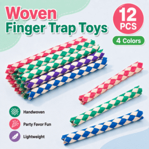 TAVENE 12 Pcs Chinese Bamboo Finger Traps in Assorted Colors for Adults Pet Bird Chew Bird Foraging Chopper Toy Fun Birthday Party Favors Goodie Bag Stuffers Fillers