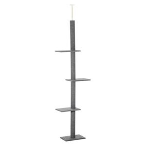 Floor to Ceiling Cat Tree, 89-102″ Adjustable Cat Climbing Tower with Sisal Scratching Posts, Natural Cat Activity Center for Kittens, Gray
