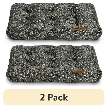 (2 pack) Vibrant Life Medium Dog Bed, Plush Pillow Bed For Medium Breeds, Medium, 36″ x 26″, Tan and Black