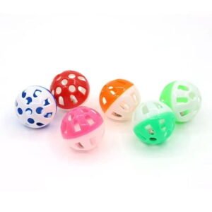 Vruelia 8-Pack Cat Toy Balls with Bells 1.58 Inch Plastic Kitten Chase Toy Jingle Bell Balls for Cat Indoor Training