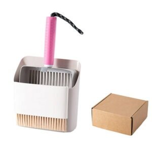 Stainless Steel Cat Litter Stand with Holder Clearing Tool for Indoor Use All Litter Pan Accessories and Easy Sifting Grid System, Pink