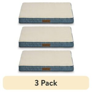 (3 pack) Vibrant Life Medium Orthopedic Foam Dog Bed for Medium Breeds, Medium, 28″ x 20″, Blue