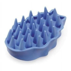 Dog Rubber Curry Brushes Pet Grooming Collect Hair Wet Dry Coat Massager Bathing (Large – Blue)