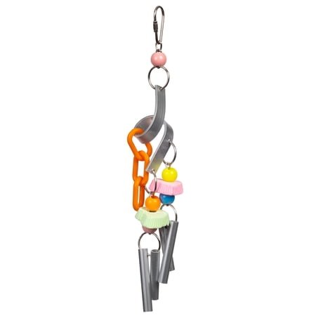 Prevue Pet Products Sound & Movement Chime Time Cyclone Bird Toy – Hanging Cage Accessories for Small to Medium Birds, Parakeets, Cockatiels, and Conures, with Bells & Movement, Metal Link Attachment