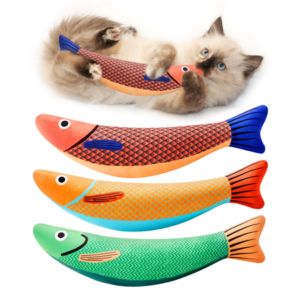 Potaroma Saury Fish Cat Toys, 3 Pack, Catnip with Crinkle Sound, Soft Durable Interactive Kicker Toy, 9.4 inches for All Indoor Cats