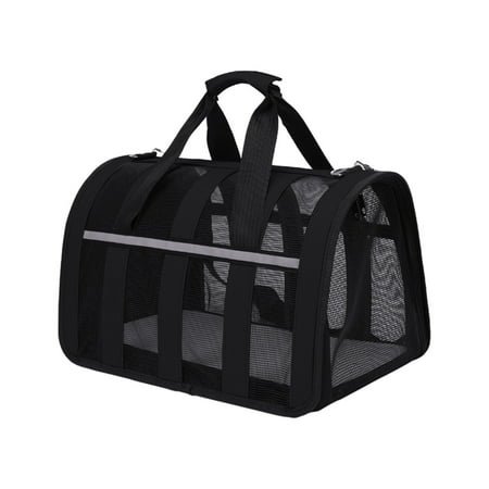 Tuphregyow Pet Carrier for Small to Medium Cats and Dogs Up to 15 lb Soft Sided Small Dog Carrier Collapsible and Portable Travel Puppy Carrier Black