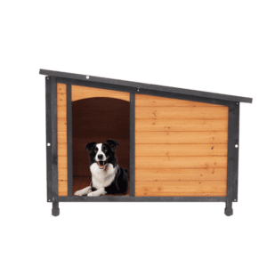 YINGYING Large Outdoor Dog House, Solid Wood Waterproof Dog Kennel with PVC Plastic Roof Puppy Shelter for Small Medium Large Dogs