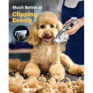 Dog Grooming Kit for Heavy Thick Hair&Coats – Rechargeable Cordless Waterproof Dog Clippers with Stainless Steel Blade and Paw Trimmer