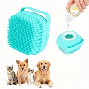 Pet Grooming Brush, Dog & Cat Bathing Brush, Silicone Pet Brush With Shampoo Dispenser,Silicone Massage Rubber Bath Brush With Shampoo Dispenser, Pet Silicone Massage Brush, Suitable F