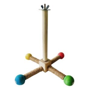 Spinning Birds Stand Perch Toy 360 Degree Rotation Wooden Exercise Wheel Parrot Perch Cage Accessories for Parakeets Budgies Lovebirds Finch Conure