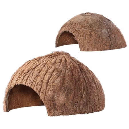 2 Pack Natural Coconut Reptile Hideouts, Lizard, Spider and Aquarium Fish Hide Cave (Natural Surface)