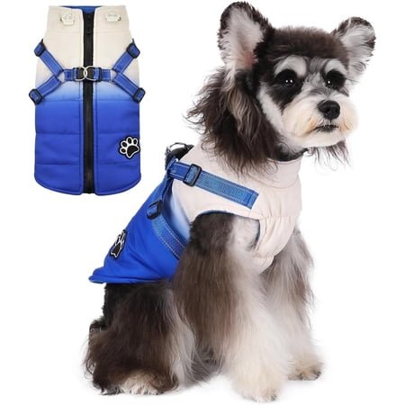 Ejiaya Warm Dog Coat Reflective Dog Jacket, Waterproof Dog Winter Coat Dog Clothes for Cold Weather, Thick Fleece Dog Snowsuit Christmas Dog Vest Pet Apparel for Small Medium Dogs