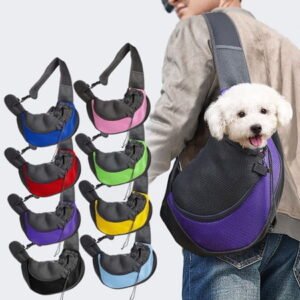 Outoloxit Small Pet Sling Carrier for Dogs and Cats, Breathable Mesh Hands-Free Travel Backpack with Adjustable Padded Strap and Dual Safety Protection