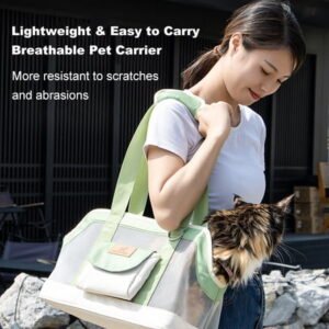 NFTIGB Portable Soft-Sided Pet Carrier Breathable Cat & Dog Travel Bag with Adjustable Strap Green (15.7 in / 40 cm)