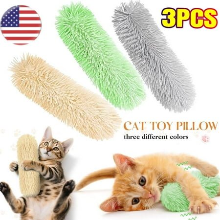 3 Pack Cat Toys Pillows, Soft and Durable Crinkle Sound with Catnip Inside, Interactive Indoor Kitten Kicker, Promotes Kitty Exercise
