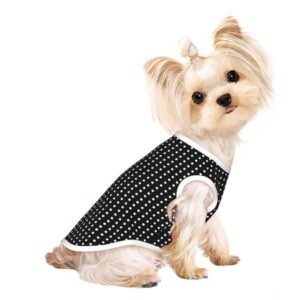 Dog Shirt for Small Dogs & Cats, Black Polka Dot Puppy Clothes Breathable Pet T-Shirts Dog Apparel Small