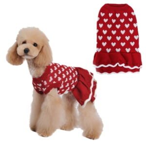 Dog Clothes Sweater Dress for Small Dogs – Warm Winter Knitted Outfit for Girl & Boy Pets, Holiday & Christmas Apparel – Cozy Dog Fashion for Casual Walks, Autumn & Festive Parties