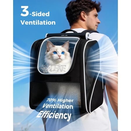 Expandable Cat Backpack Carrier with Breathable Bubble Window for Small Dogs and Cats