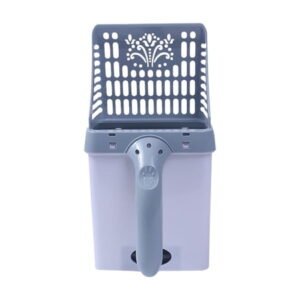 Homenest 2-in-1 Cat Litter Scoop with Waste Container, Portable Litter Shovel and Odor-Proof Storage Bucket, Compact Kitty Poop Disposal System, Gray