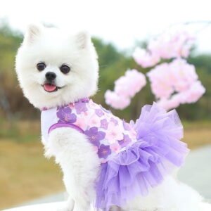MOMFEI Dog Clothes for Small Dogs Girl Fall Dog Dresses for Small Dogs Fleece Small Dog Sweaters, Small Dog Clothes Female,Cat Sweaters Pet Outfit Apparel for Wedding Birthday Blue Small