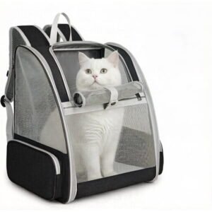Pet Backpack Carrier for Small Dogs & Cats | Up to 15lbs Capacity | Foldable with Breathable Mesh Windows | Ideal for Travel, Hiking & Outdoor Adventures(Black)