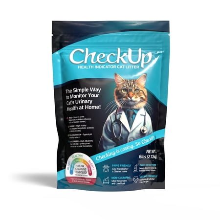 CheckUp Health Indicator Cat Litter – Color-Changing Non-Clumping Crystal Litter for Urinary Health Monitoring | Detects pH & Blood | Low Dust, Odor Control | 6lb Bag