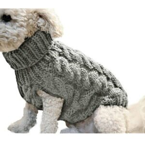 Herrnalise Small Dog Sweater Warm Pet SweaterClassic Cable Knit Dog Sweaters for Small Dogs Girls Boys,Cat Dog Sweater Clothes Coat Apparel for Small Dog Puppy Kitten Cat (Extra Large,Gray)