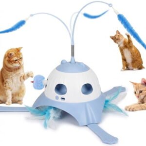 3 In 1 Fully Automatic Cat Toy Interactive Cat Toys for Indoor Cats, Motion Activate Automatic Cat Toys, Hunting Chase Hide and Seek Game, Smart Standby USB Charging