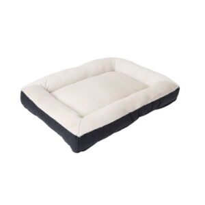 Petmate Rectangular Bolster Dog Bed, Cat Bed, 30 x 40 Inches, Non Skid Bottom, Removable Machine Washable Cover, Assorted Navy or Brown
