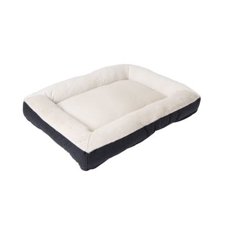 Petmate Rectangular Bolster Dog Bed, Cat Bed, 30 x 40 Inches, Non Skid Bottom, Removable Machine Washable Cover, Assorted Navy or Brown