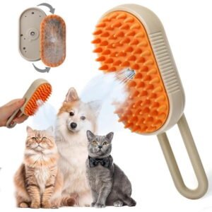 Pet Steam Brush,Cat Dog Hair Remover, Adjustable Pet Hair Remover,Pet Steamy Mist,Steam Pet Brush for Pet Hair 3-IN-1 Steamy Cat Brush Grooming Comb for Dogs Steam Brush for Cats