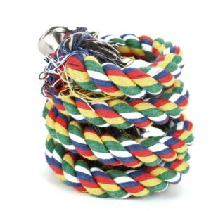 Riousery Bird Spiral Rope Toy Pet Parrot Cotton Rope Chewing Bar Cage Stand Bungee Bendable Climbing Perch For Parakeets Cockatiels 39.4 inches / 100 cm