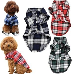 Walbest Cute Dog Shirt, Pet Plaid Clothes Shirt Cat T-Shirt, Breathable T-Shirt Top Apparel for Small Medium Large Dogs Cats, Puppy Soft Adorable Casual Cozy Christmas Costume