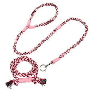 MGEZCOO Dog Leash and Collar Set, 59 in (1.5 m) Rope Leash, Adjustable Dog Collar, Braided Strong Lead for Walking
