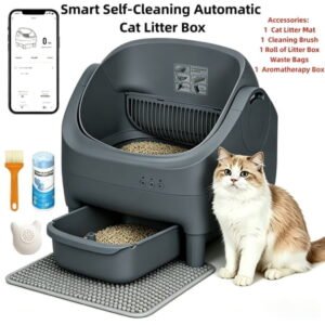 Large Smart Self-Cleaning Cat Litter Box, App-Controlled Automatic Cleaner with 3.43Gal Big Capacity, 2.4G Wifi Cat Litter Box with Odor Removal, 14-Day Hands Free Scoopless Care, Auto-Scoop