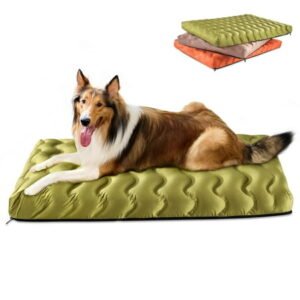 Orthopedic Dog Bed for Large Medium Small Dogs Waterproof Memory Foam Dog Crate Bed Washable Pet Bed with Removeable Cover, 30″x20″, Green