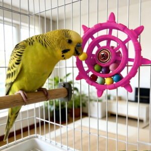 Bird Toys For Parakeets, Colorful Toys Wheel Bird Play Rotating Chewing Gadget, Cage With Movement Parrot Entertainment Item, Colorful Material For Sparrow Parrot Companion, 1pc,E