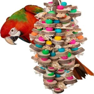 CYFW Large Bird Toys for Parrots Toys Natural Colored Wooden Bird Cages Chew Accessories for Macaws,Cockatoos,African Grey,And Amazon Parrots