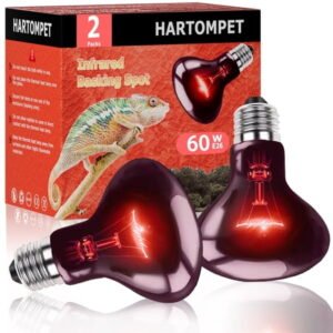 HARTOMPET 60W Infrared Red Heat Lamp – Basking Bulb for Reptiles & Lizards, E26 Base | 2 Pack