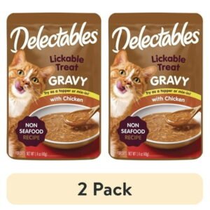 (2 pack) Hartz Delectables Non-Seafood Gravy Lickable Wet Cat Treats, Chicken, 1.4oz, Single