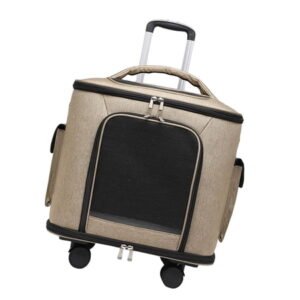 Bvdfgk Cat Carrier Bag, Rolling Pet Carrier, Transport Box, Retractable Handle, Handbag Khaki