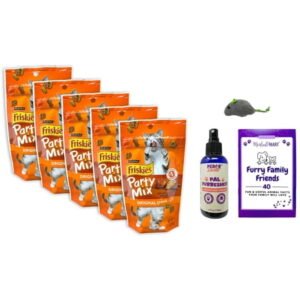 Purina Friskies Cat Treats | Original Party Mix | 5-Pack of 2.1 oz | PercyLoves Pal Furresher, MerlinsMart Zine, & Catnip Toy