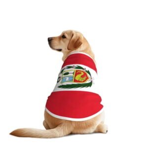 Dog Clothes for Large Dogs, Peru Flag Summer Outdoor Camping Dog T Shirts Sleeveless Pet Vest Tank Tops Apparel 3X-Large