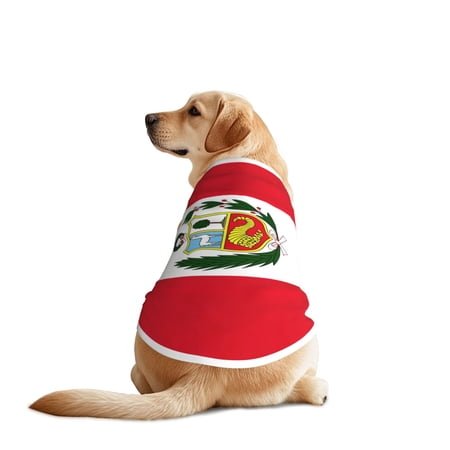 Dog Clothes for Large Dogs, Peru Flag Summer Outdoor Camping Dog T Shirts Sleeveless Pet Vest Tank Tops Apparel 3X-Large