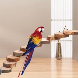 Natural Wood Parrot Ladder Toy for Small Birds – Multi-Level Climbing Exercise Stand with Secure Perches
