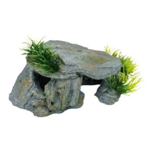 Reptile Hideout Cave, Natural Looking Resin Hiding Spot for Snakes Lizards and Geckos, Basking Rock and Shelter for Terrarium Decor, Small to Medium Reptile Habitat Decor, Brown