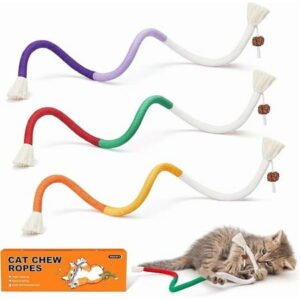 2026 Alease Cat Toys Chew Ropes 3Pcs with Refillable Natural Catnip, Safe Teeth Cleaning Toy for Indoor Kittens, Interactive Cat Nip Kitty Toys for All Breeds 19.5 Inches